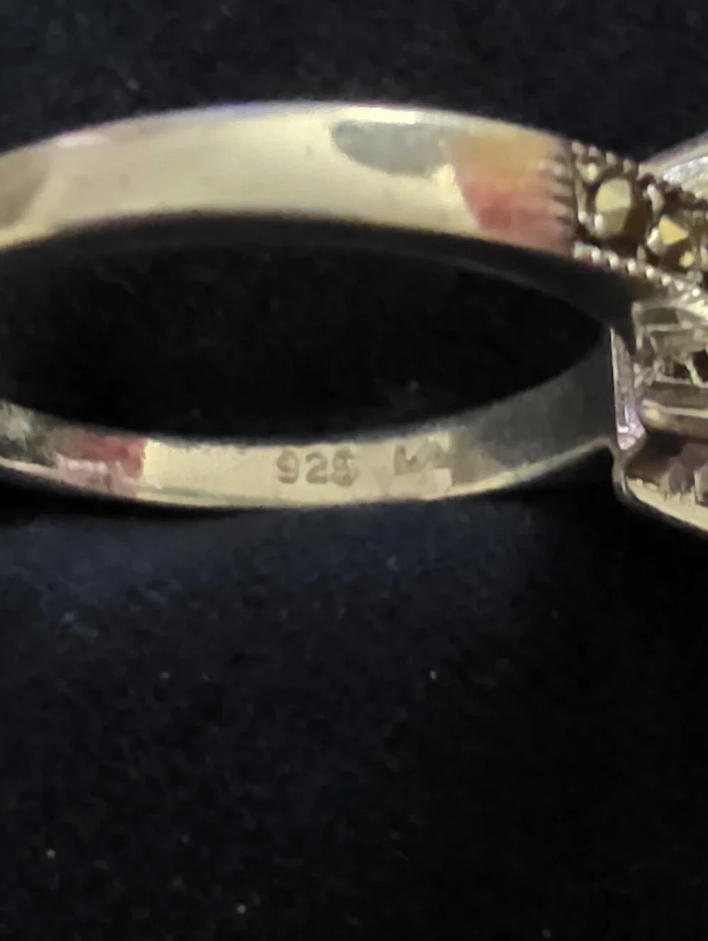 925 Silver Amethyst, Marcasite Ring (Vintage)